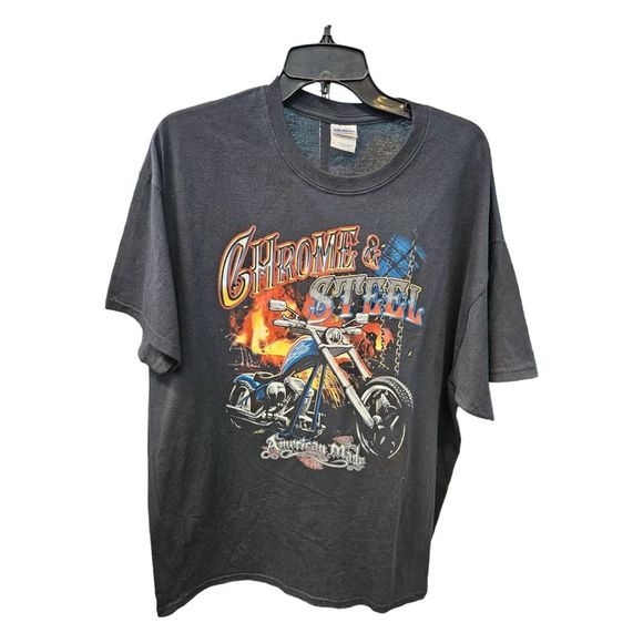 Gildan Other - Gildan Black Motorcycle Tee Size XL Chrome & Steele